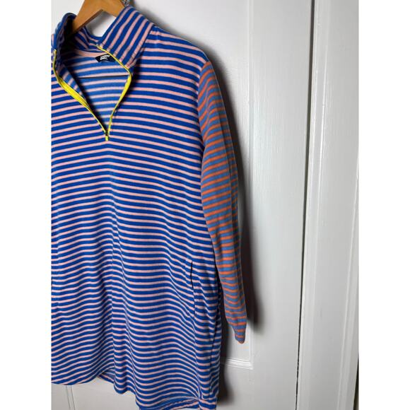Lands' End Fleece Quarter Zip Colorful Striped Women's Long Sleeve Dress XLP - Picture 3 of 10
